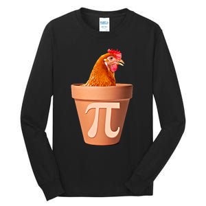 Chicken Pot Pi Funny Math Chicken Pot Pie Graphic Design Gift Tall Long Sleeve T-Shirt