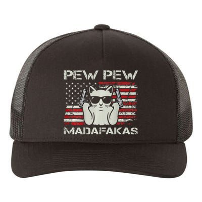 Cats Pew Pew Madafakas Usa Funny Cat Lover Yupoong Adult 5-Panel Trucker Hat