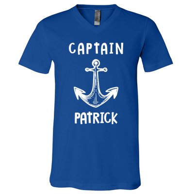 Captain Patrick Personalized Name Funny Pontoon Captain Gift V-Neck T-Shirt