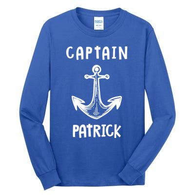 Captain Patrick Personalized Name Funny Pontoon Captain Gift Tall Long Sleeve T-Shirt