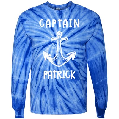 Captain Patrick Personalized Name Funny Pontoon Captain Gift Tie-Dye Long Sleeve Shirt