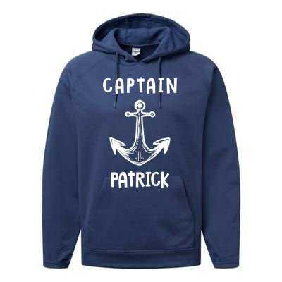 Captain Patrick Personalized Name Funny Pontoon Captain Gift Performance Fleece Hoodie