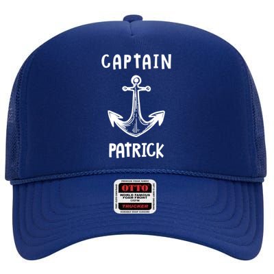 Captain Patrick Personalized Name Funny Pontoon Captain Gift High Crown Mesh Back Trucker Hat