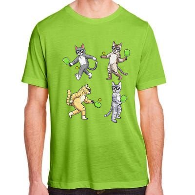 Cats Playing Pickleball Adult ChromaSoft Performance T-Shirt