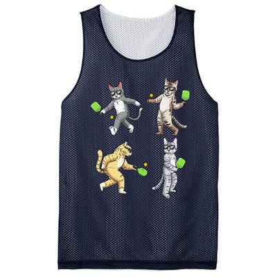 Cats Playing Pickleball Mesh Reversible Basketball Jersey Tank