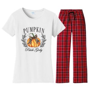 Coquette Pumpkin Patch Girly Pumpkin Fall Halloween Women's Flannel Pajama Set