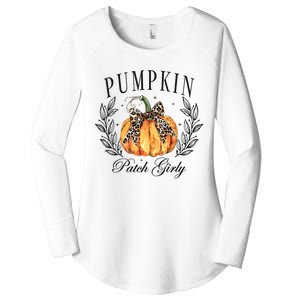 Coquette Pumpkin Patch Girly Pumpkin Fall Halloween Women's Perfect Tri Tunic Long Sleeve Shirt