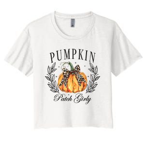 Coquette Pumpkin Patch Girly Pumpkin Fall Halloween Women's Crop Top Tee