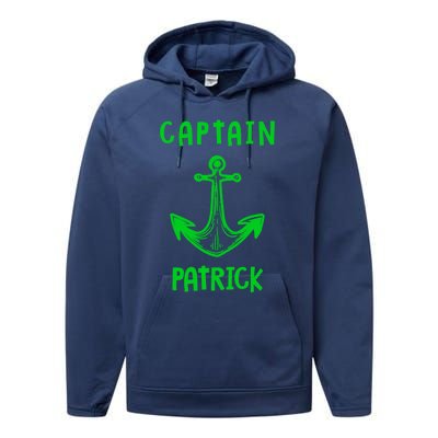 Captain Patrick Personalized Name Funny Pontoon Captain Gift Performance Fleece Hoodie