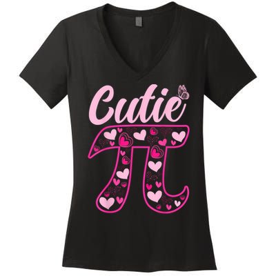 Cutie Pie Pi Day 3.14 Math Teachers Students Women Girl Women's V-Neck T-Shirt