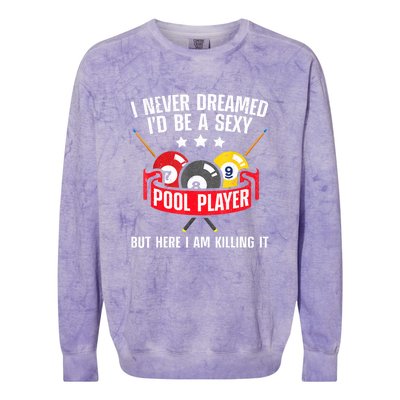 Cool Pool Player Billiards Play Best Gifts Funny Sport Colorblast Crewneck Sweatshirt