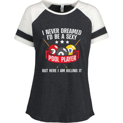 Cool Pool Player Billiards Play Best Gifts Funny Sport Enza Ladies Jersey Colorblock Tee