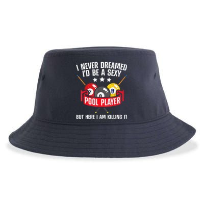 Cool Pool Player Billiards Play Best Gifts Funny Sport Sustainable Bucket Hat