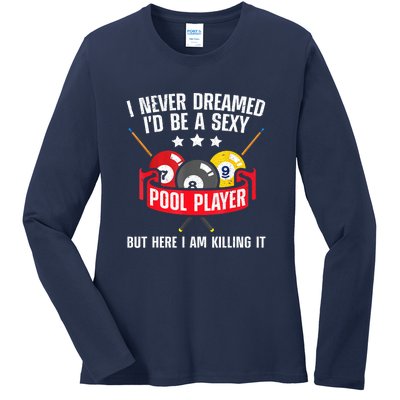 Cool Pool Player Billiards Play Best Gifts Funny Sport Ladies Long Sleeve Shirt