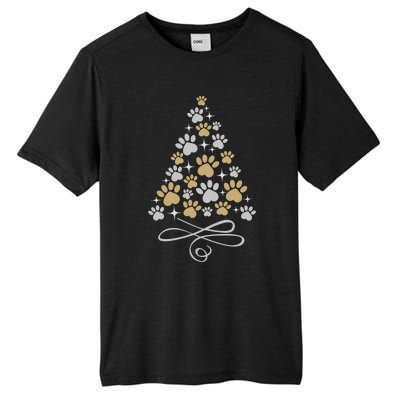 Christmas Paw Print Dogs Cat Christmas Tree Dog Cats Xmas Gift Tall Fusion ChromaSoft Performance T-Shirt