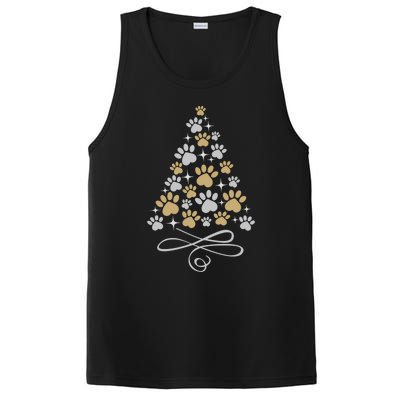 Christmas Paw Print Dogs Cat Christmas Tree Dog Cats Xmas Gift PosiCharge Competitor Tank