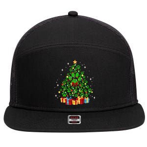 Cute Paw Print Dog Paws Christmas Tree Gift 7 Panel Mesh Trucker Snapback Hat