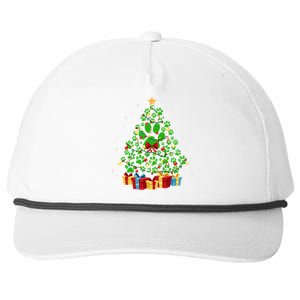 Cute Paw Print Dog Paws Christmas Tree Gift Snapback Five-Panel Rope Hat