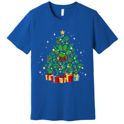 Cute Paw Print Dog Paws Christmas Tree Gift Premium T-Shirt