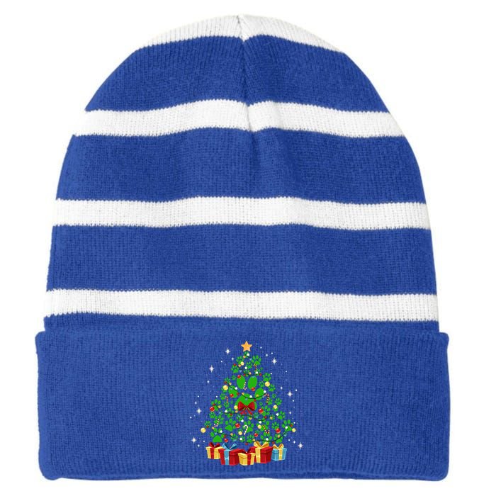 Cute Paw Print Dog Paws Christmas Tree Gift Striped Beanie with Solid Band