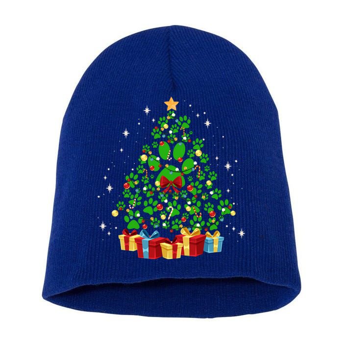 Cute Paw Print Dog Paws Christmas Tree Gift Short Acrylic Beanie