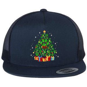 Cute Paw Print Dog Paws Christmas Tree Gift Flat Bill Trucker Hat