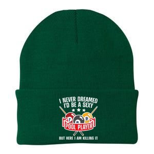 Cool Pool Player Design For Men Women Pool Billiards Player Knit Cap Winter Beanie