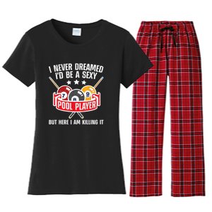 Cool Pool Player Design For Men Women Pool Billiards Player Women's Flannel Pajama Set