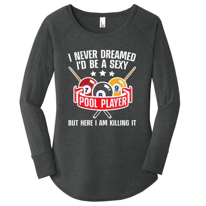 Cool Pool Player Design For Men Women Pool Billiards Player Women's Perfect Tri Tunic Long Sleeve Shirt