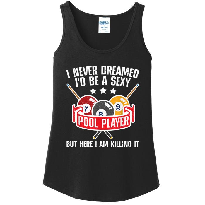 Cool Pool Player Design For Men Women Pool Billiards Player Ladies Essential Tank