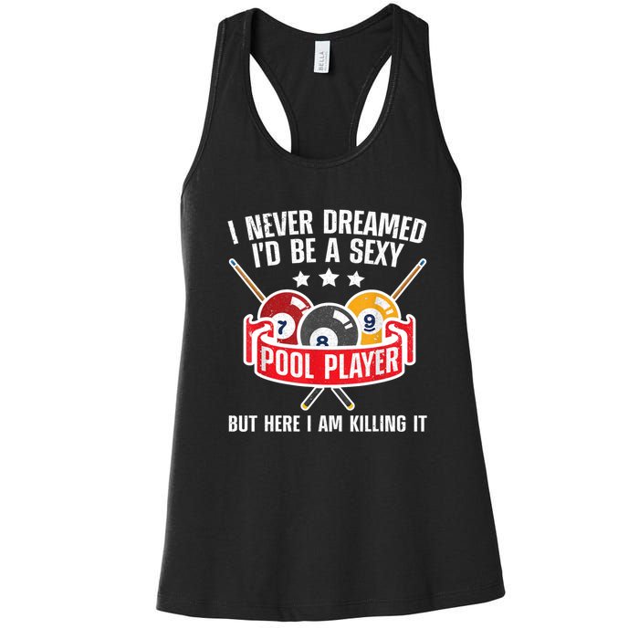 Cool Pool Player Design For Men Women Pool Billiards Player Women's Racerback Tank