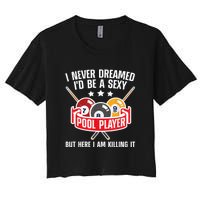 Cool Pool Player Design For Men Women Pool Billiards Player Women's Crop Top Tee