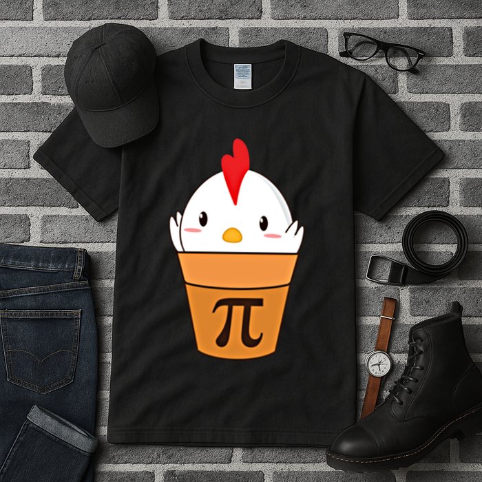 Chicken Pot Pi Funny Pie Day Cartoon Chicken Pot Pi Cute Gift Tall T-Shirt