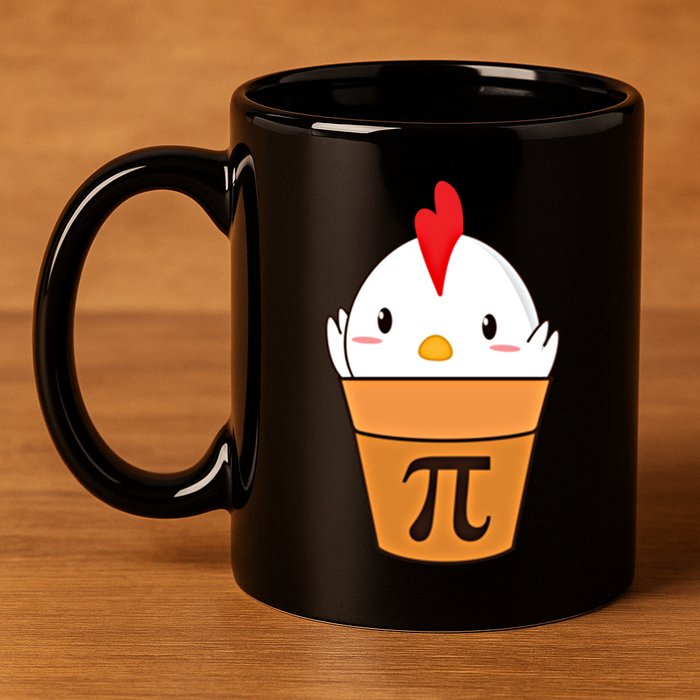 Chicken Pot Pi Funny Pie Day Cartoon Chicken Pot Pi Cute Gift 11oz C Handle Ceramic Mug