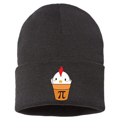 Chicken Pot Pi Funny Pie Day Cartoon Chicken Pot Pi Cute Gift Sustainable Knit Beanie
