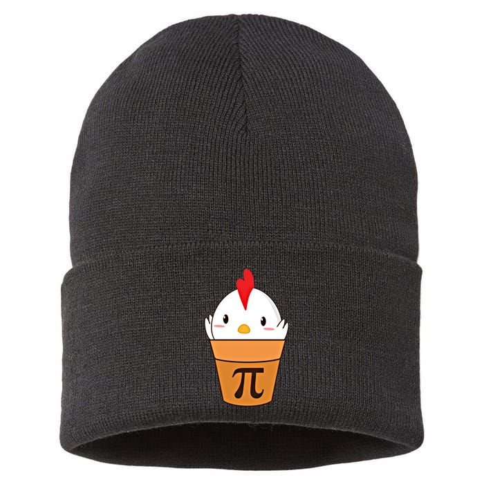 Chicken Pot Pi Funny Pie Day Cartoon Chicken Pot Pi Cute Gift Sustainable Knit Beanie