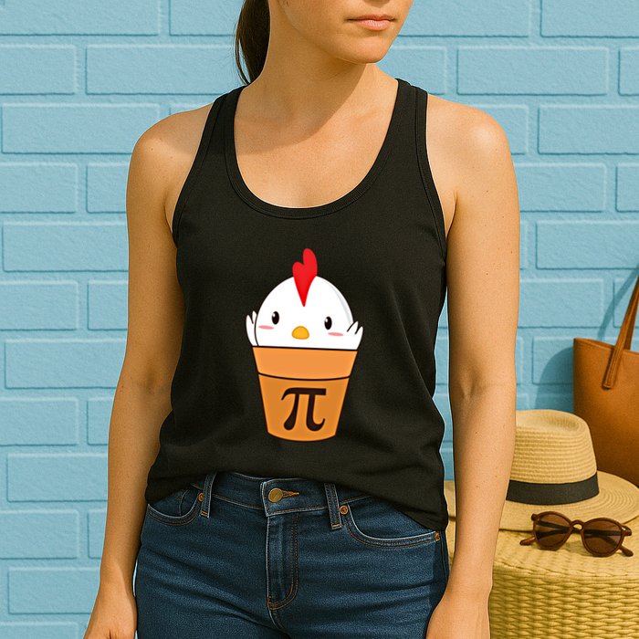 Chicken Pot Pi Funny Pie Day Cartoon Chicken Pot Pi Cute Gift Womens Tank Top