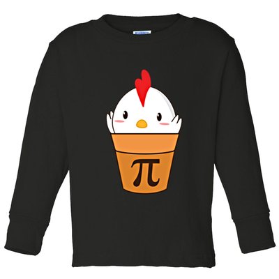 Chicken Pot Pi Funny Pie Day Cartoon Chicken Pot Pi Cute Gift Toddler Long Sleeve Shirt