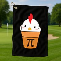 Chicken Pot Pi Funny Pie Day Cartoon Chicken Pot Pi Cute Gift Golf Towel