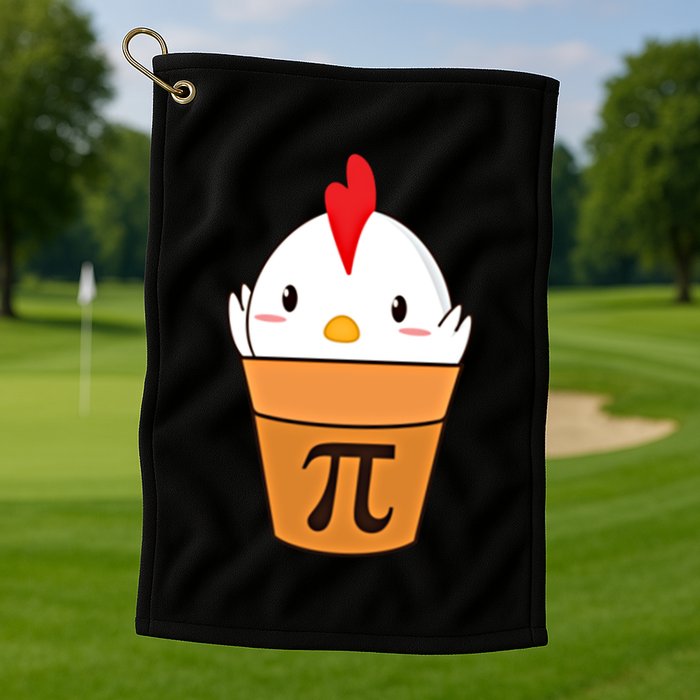 Chicken Pot Pi Funny Pie Day Cartoon Chicken Pot Pi Cute Gift Golf Towel