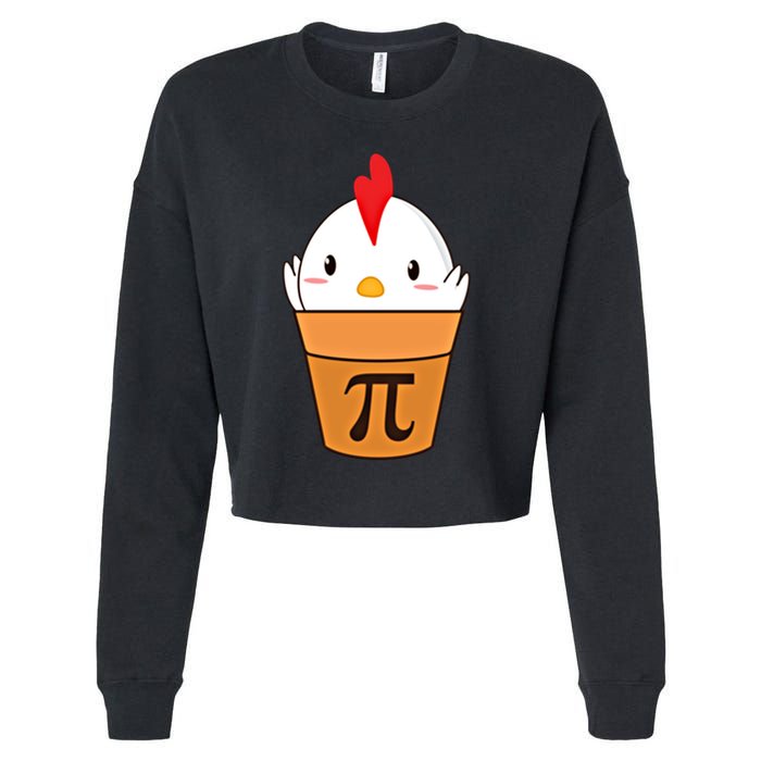 Chicken Pot Pi Funny Pie Day Cartoon Chicken Pot Pi Cute Gift Cropped Pullover Crew