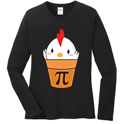 Chicken Pot Pi Funny Pie Day Cartoon Chicken Pot Pi Cute Gift Ladies Long Sleeve Shirt