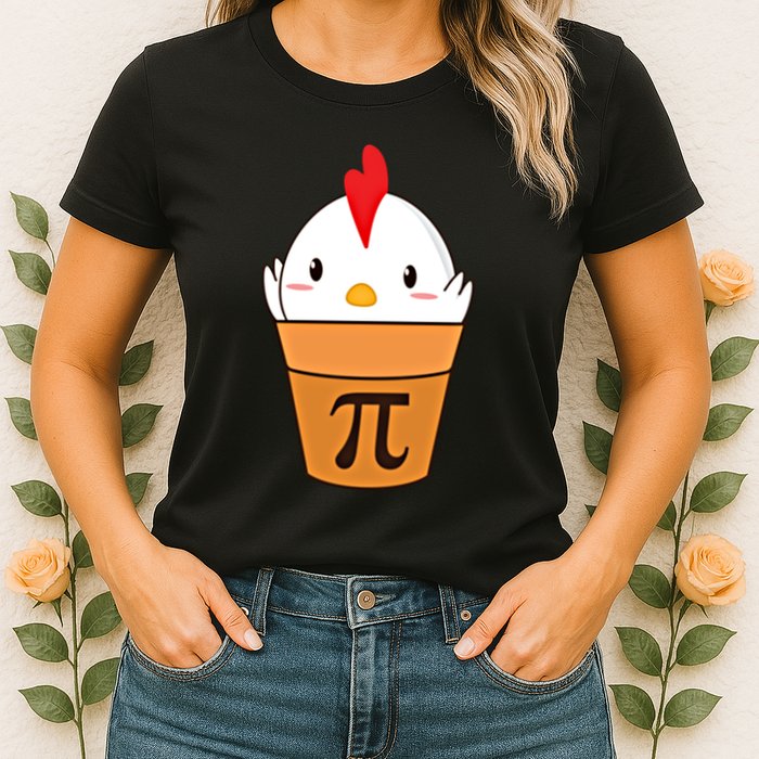 Chicken Pot Pi Funny Pie Day Cartoon Chicken Pot Pi Cute Gift Womens T-Shirt
