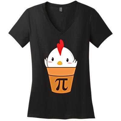 Chicken Pot Pi Funny Pie Day Cartoon Chicken Pot Pi Cute Gift Women's V-Neck T-Shirt