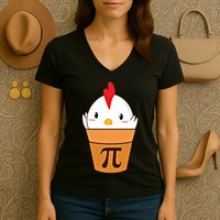 Chicken Pot Pi Funny Pie Day Cartoon Chicken Pot Pi Cute Gift Women's V-Neck T-Shirt