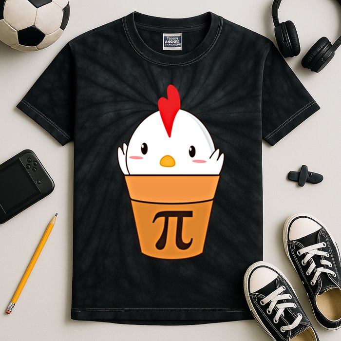 Chicken Pot Pi Funny Pie Day Cartoon Chicken Pot Pi Cute Gift Kids Tie-Dye T-Shirt