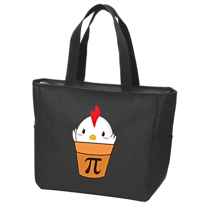 Chicken Pot Pi Funny Pie Day Cartoon Chicken Pot Pi Cute Gift Zip Tote Bag