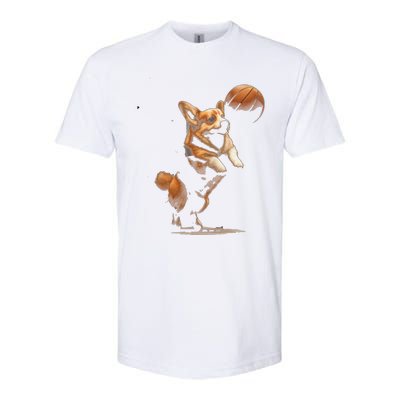 Corgi Puppy Playing Basketball For Pet Lovers Women Softstyle® CVC T-Shirt