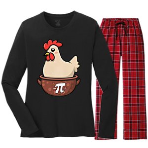 Chicken Pot Pi Funny Pie Day Cartoon Chicken Pot Pi Great Gift Women's Long Sleeve Flannel Pajama Set 