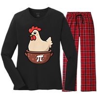 Chicken Pot Pi Funny Pie Day Cartoon Chicken Pot Pi Great Gift Women's Long Sleeve Flannel Pajama Set 